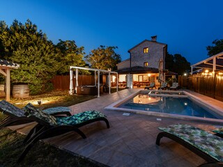 The pool is magical at night.