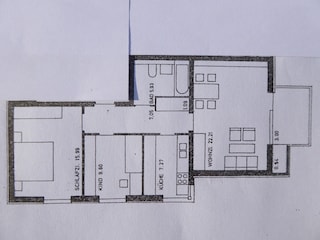 Grundriss des Apartments mit 70 qm.