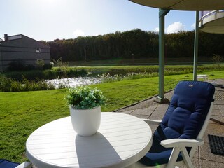 Blick auf dem Teich und Dünen