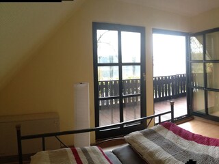 Schlafzimmer Obergeschoss mit Oderblick
