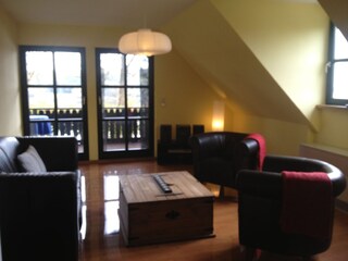 Wohnzimmer Obergeschoss mit Oderblick