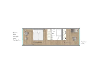 Grundriss Apartment 30 m² mit Balkon z. Apfelgarten