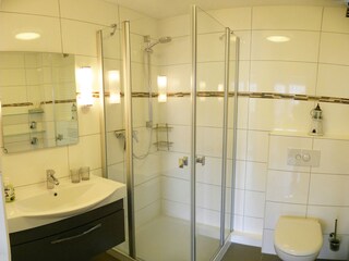 Ganz neu renoviert, das Bad mit fast ebenerdiger Dusche