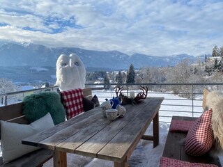 Ferienhaus EulenHorst Millstätter Winter Terasse