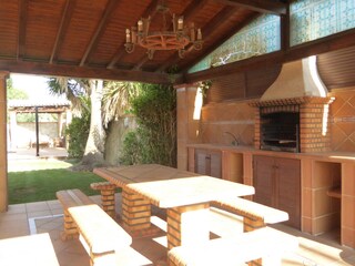 with brick-built barbecue and dining table