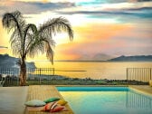 Luxury villa with pool and view of the Aeolian Islands