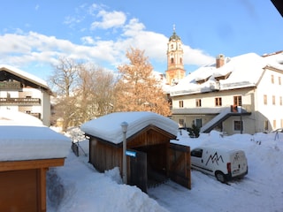 Aussicht vom Schlafzimmer zur Kirche