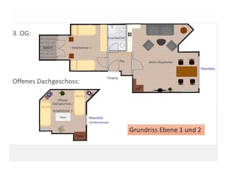 Grundriss 3. OG und offenes Dachgeschoss