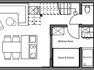 Detail of floor plan with sauna.