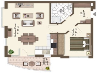 Appartement Wangerooge Grondplan 17