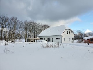 Ferienhaus Windlicht im Winter