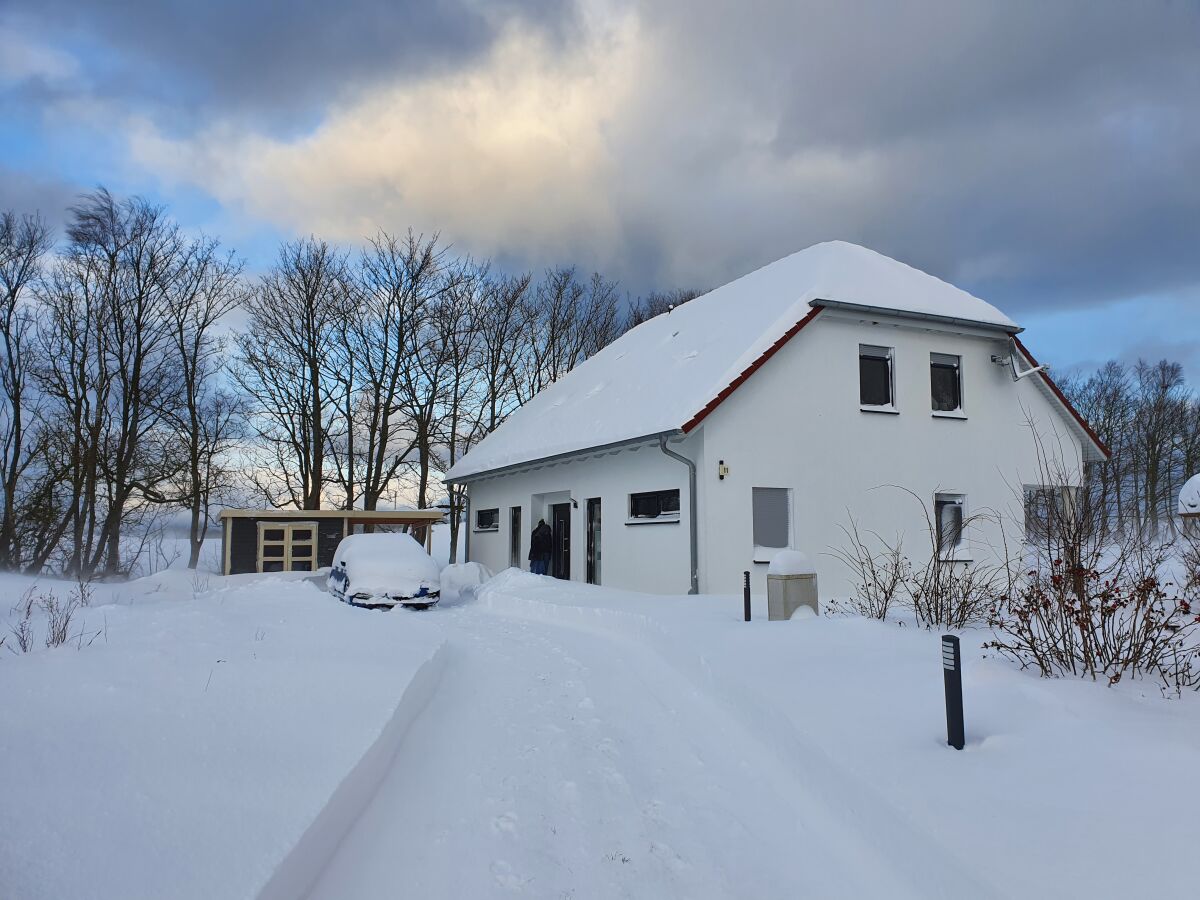 Ferienhaus Windlicht im Winter