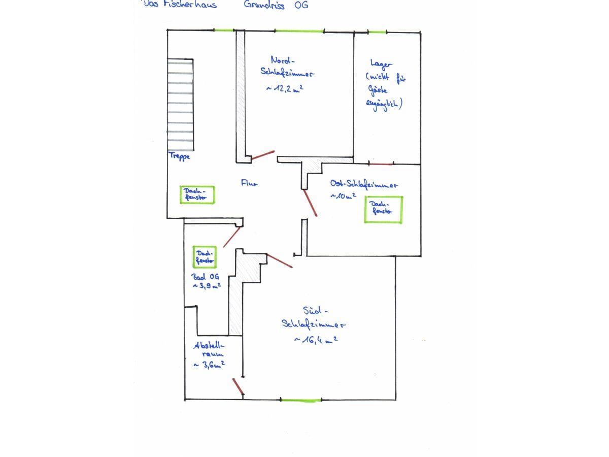 "Das Fischerhaus" Grundriss vom OG