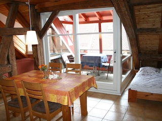 Essplatz mit 1. Doppelbett und Dach loggia