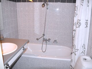 Das Badezimmer mit Duschwanne