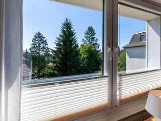 Blick vom Wohn-/Essbereich mit Schlafsofa