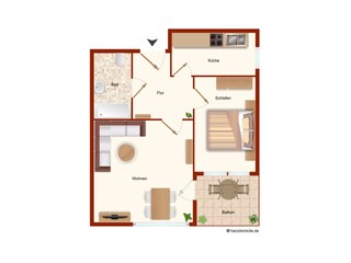 Wohn-/Essbereich mit Schlafsofa