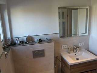 Bathroom downstairs with shower at floor level