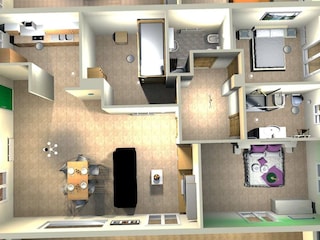 3D Draufsicht auf die Ferienwohnung