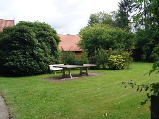 Tischtennisplatte im vorderen Gartenbereich