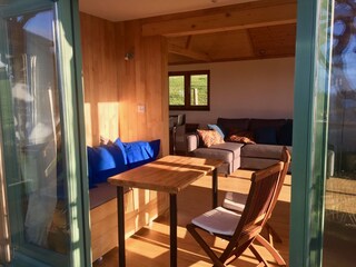 sunroom with dining table