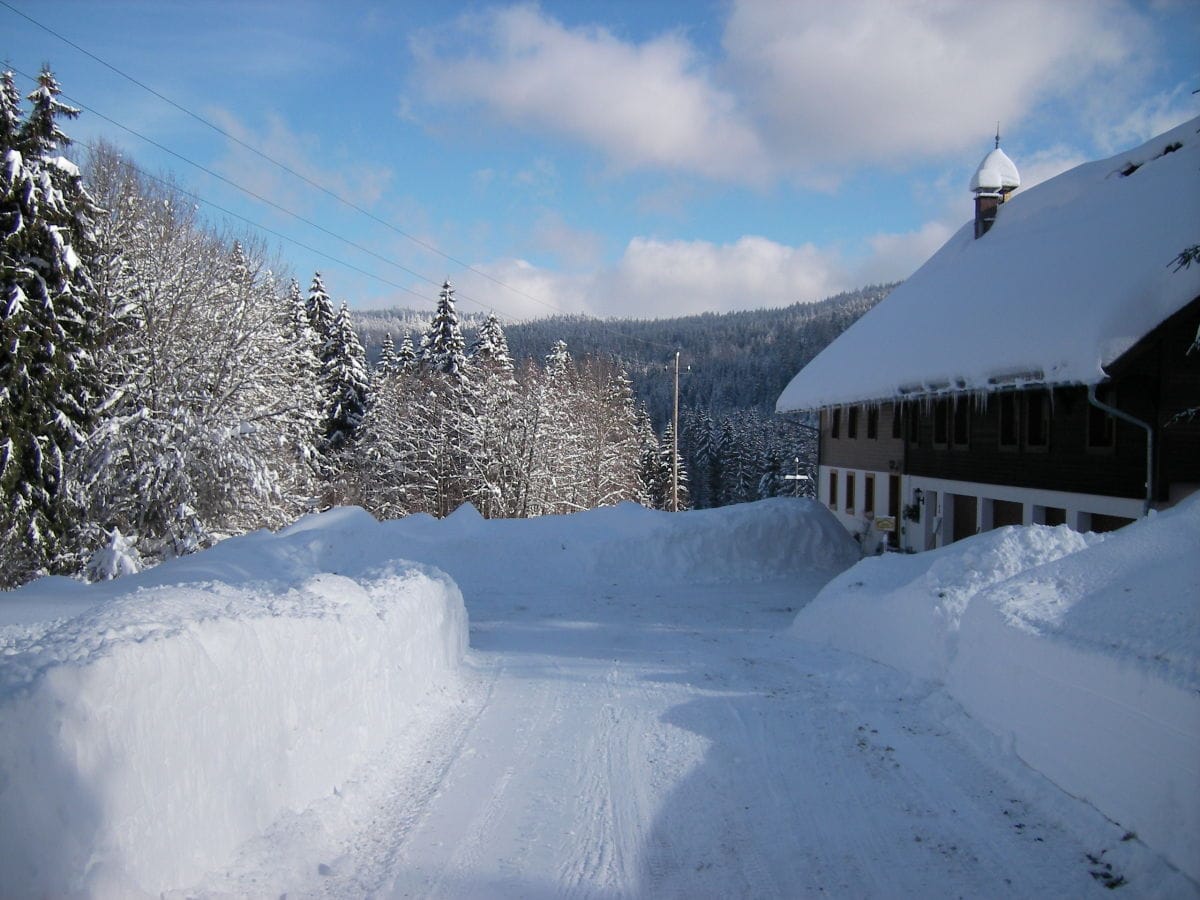 Winterbild Eingang und Zufahrt