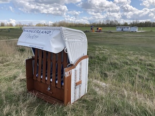 Saison-Strandkorb Nr.107 am Hundestrand von Hooksiel