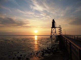 Sonnenuntergang Leuchtturm Eversand