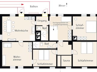 Grundriss Ferienwohnung Alter Weserhof