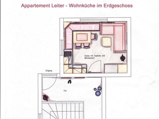 Grundriss Appartement Leiter Wohnküche EG