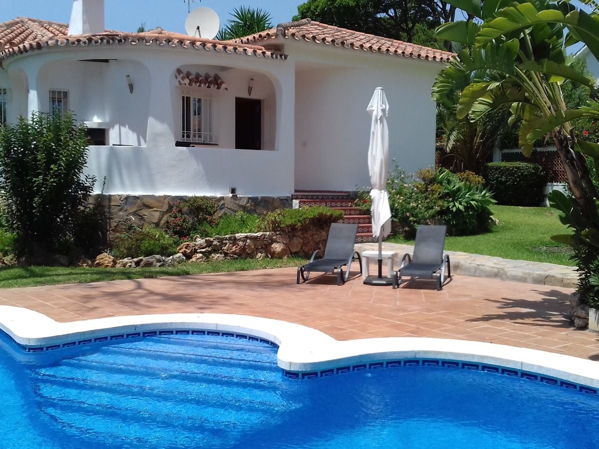 Pool with view of the house