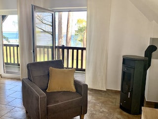 Ausblick von der Coutch mit Kamin & Müritzblick