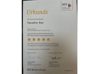 Auszeichnung des DTV über eine 5-Sterne Klassifizierung