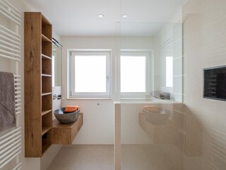 Modern bathroom with walk-in shower