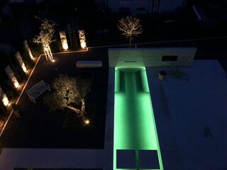 Water basin at night