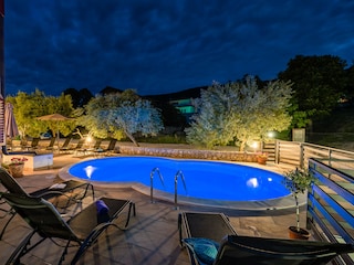 Night shot of the pool