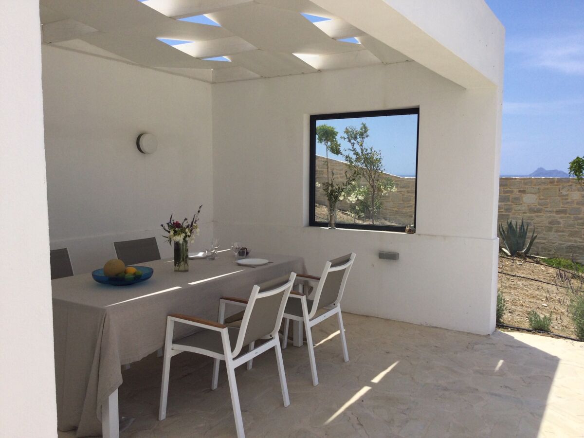 Shaded dining area on the main terrace