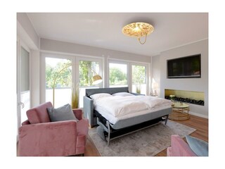 Strandvilla Gezeiten App. Goldrichtig-komfortable Schlafcouch