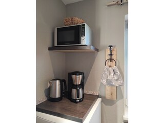 Küche, Mikrowelle, Kaffeemaschine, Wasserkocher,Toaster