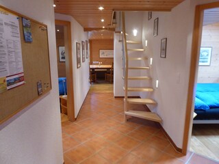 Stairs to sloped bedrooms