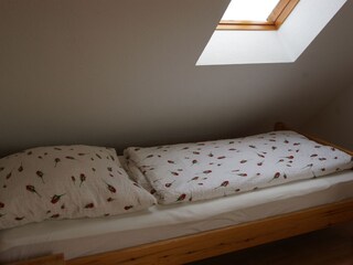 Das Schlafzimmer im Dachgeschoss
