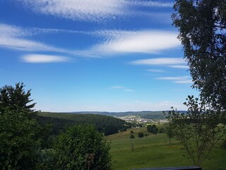 Ferienhof Günterfürst Blick nach Erbach im Odenwald