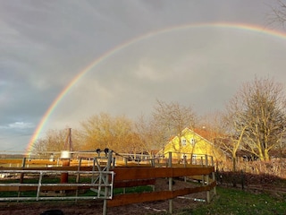 Regenbogen über dem Pappelhof
