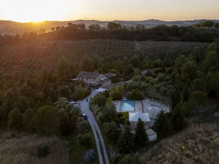 Aerial view at sunset