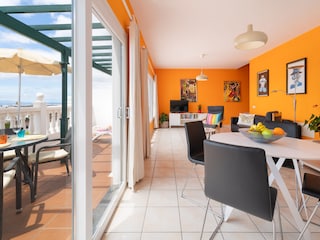 Living room,  Kitchen  terrace  with Panoramic sea view