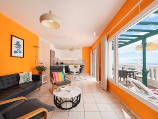 Living room,  Kitchen  terrace  with Panoramic sea view