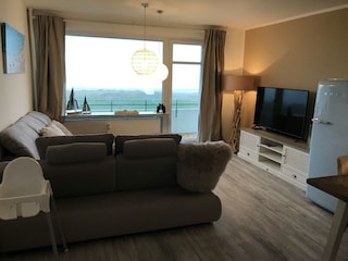 Wohnzimmer mit Blick auf die Nordsee
