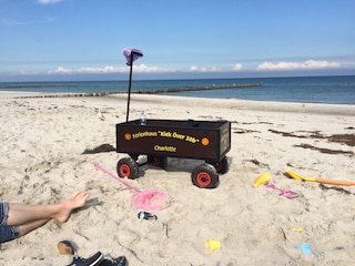 Mit dem Bollerwagen zum Strand