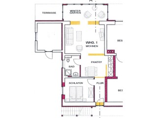 Grundriss Strandläufer Ferienwohnung 1