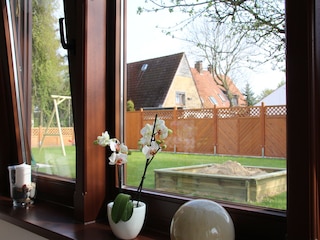 Blick vom Wohnzimmer in den Garten